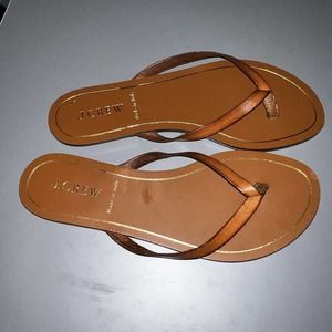 J Crew RIO Brown leather Flip flops sandals size 6 womens made in Italy